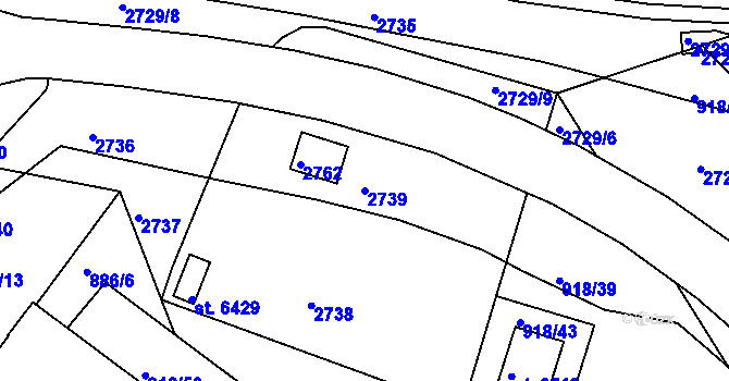 Parcela st. 2739 v KÚ Jablonec nad Nisou, Katastrální mapa