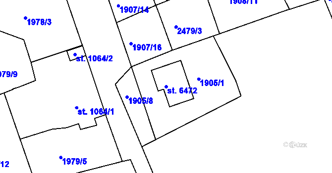 Parcela st. 6472 v KÚ Jablonec nad Nisou, Katastrální mapa