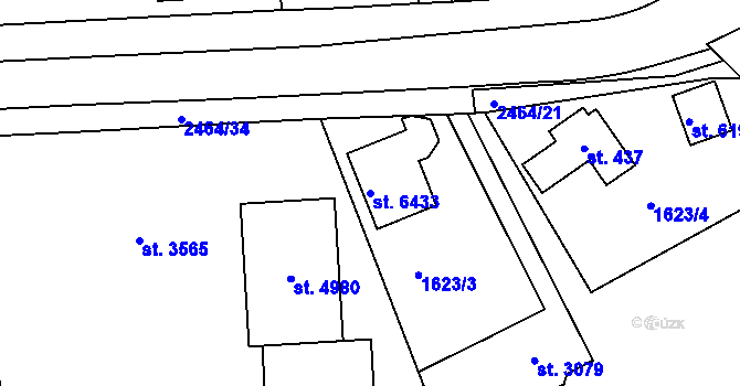 Parcela st. 6433 v KÚ Jablonec nad Nisou, Katastrální mapa