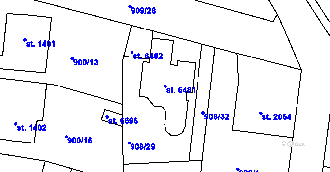 Parcela st. 6481 v KÚ Jablonec nad Nisou, Katastrální mapa