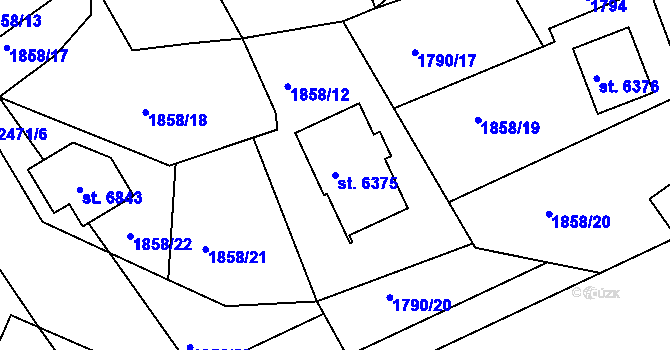 Parcela st. 6375 v KÚ Jablonec nad Nisou, Katastrální mapa
