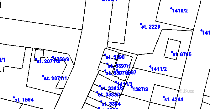 Parcela st. 5398 v KÚ Jablonec nad Nisou, Katastrální mapa