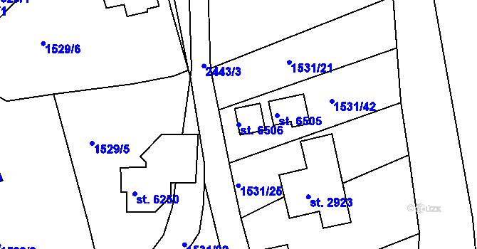 Parcela st. 6506 v KÚ Jablonec nad Nisou, Katastrální mapa