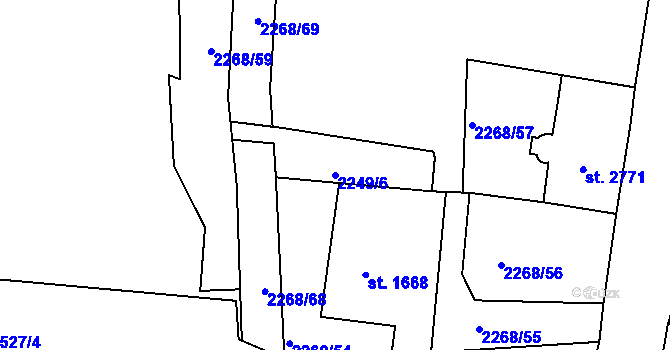 Parcela st. 2249/6 v KÚ Jablonec nad Nisou, Katastrální mapa