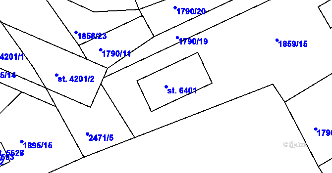 Parcela st. 6401 v KÚ Jablonec nad Nisou, Katastrální mapa