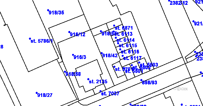 Parcela st. 918/42 v KÚ Jablonec nad Nisou, Katastrální mapa
