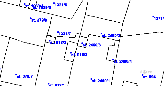Parcela st. 2460/3 v KÚ Jablonec nad Nisou, Katastrální mapa
