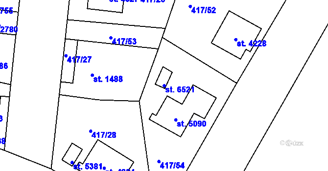 Parcela st. 6521 v KÚ Jablonec nad Nisou, Katastrální mapa