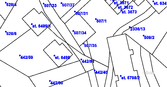 Parcela st. 507/35 v KÚ Jablonec nad Nisou, Katastrální mapa