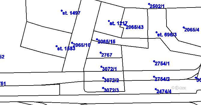 Parcela st. 2767 v KÚ Jablonec nad Nisou, Katastrální mapa