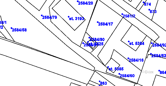 Parcela st. 2584/81 v KÚ Jablonec nad Nisou, Katastrální mapa