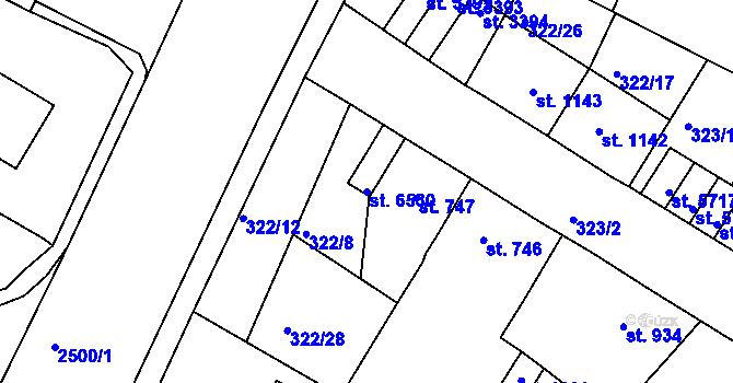 Parcela st. 6530 v KÚ Jablonec nad Nisou, Katastrální mapa