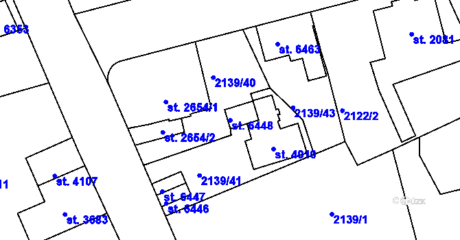 Parcela st. 6448 v KÚ Jablonec nad Nisou, Katastrální mapa