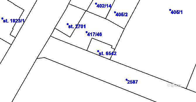 Parcela st. 6542 v KÚ Jablonec nad Nisou, Katastrální mapa