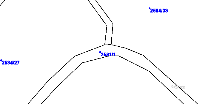 Parcela st. 2581/1 v KÚ Jablonec nad Nisou, Katastrální mapa