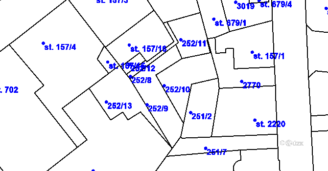 Parcela st. 252/10 v KÚ Jablonec nad Nisou, Katastrální mapa