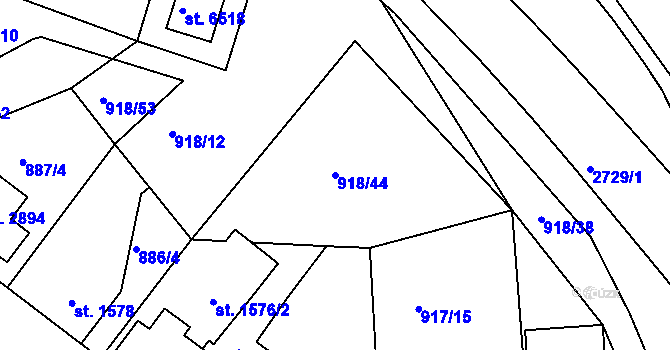 Parcela st. 918/44 v KÚ Jablonec nad Nisou, Katastrální mapa