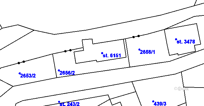 Parcela st. 6151 v KÚ Jablonec nad Nisou, Katastrální mapa