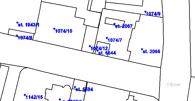 Parcela st. 6544 v KÚ Jablonec nad Nisou, Katastrální mapa