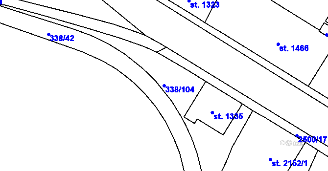 Parcela st. 338/104 v KÚ Jablonec nad Nisou, Katastrální mapa