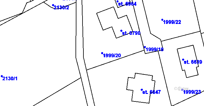 Parcela st. 1999/20 v KÚ Jablonec nad Nisou, Katastrální mapa