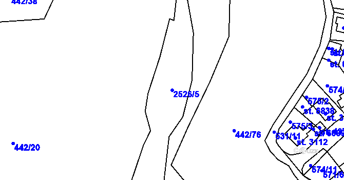 Parcela st. 2526/5 v KÚ Jablonec nad Nisou, Katastrální mapa