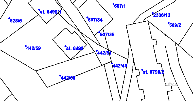 Parcela st. 442/61 v KÚ Jablonec nad Nisou, Katastrální mapa