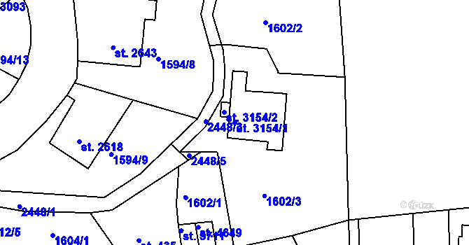 Parcela st. 3154/1 v KÚ Jablonec nad Nisou, Katastrální mapa