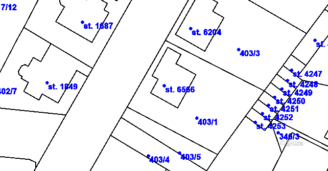 Parcela st. 6566 v KÚ Jablonec nad Nisou, Katastrální mapa