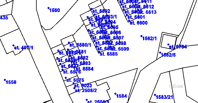 Parcela st. 6585 v KÚ Jablonec nad Nisou, Katastrální mapa