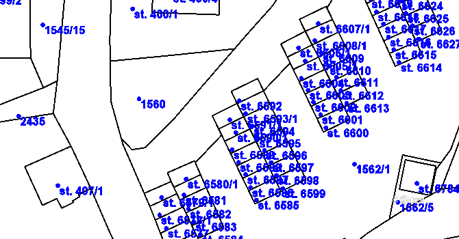 Parcela st. 6591/1 v KÚ Jablonec nad Nisou, Katastrální mapa