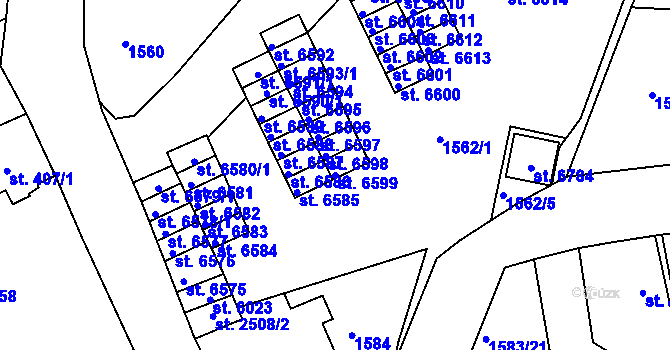Parcela st. 6599 v KÚ Jablonec nad Nisou, Katastrální mapa