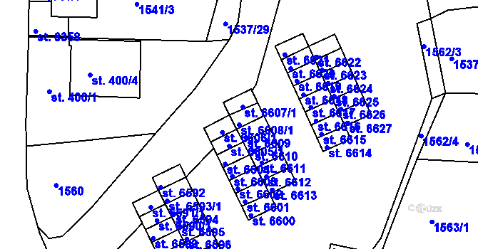 Parcela st. 6608/1 v KÚ Jablonec nad Nisou, Katastrální mapa