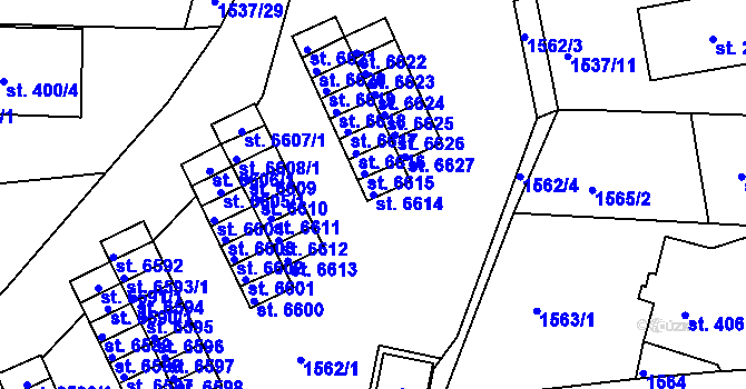 Parcela st. 6614 v KÚ Jablonec nad Nisou, Katastrální mapa