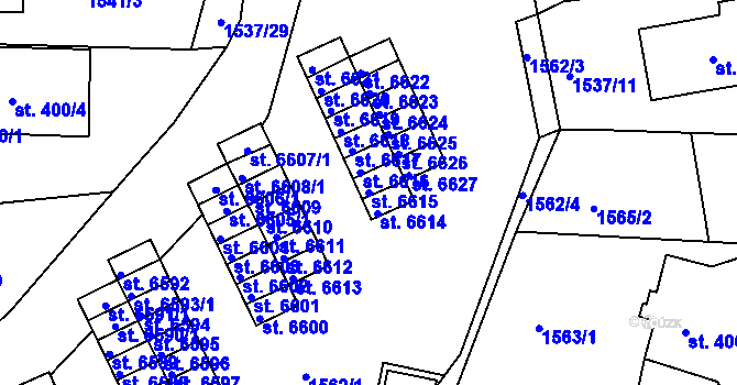 Parcela st. 6615 v KÚ Jablonec nad Nisou, Katastrální mapa
