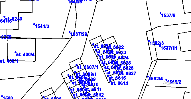 Parcela st. 6620 v KÚ Jablonec nad Nisou, Katastrální mapa