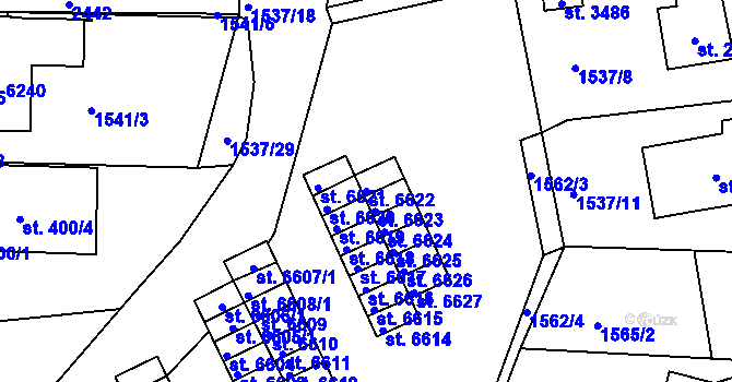 Parcela st. 6622 v KÚ Jablonec nad Nisou, Katastrální mapa