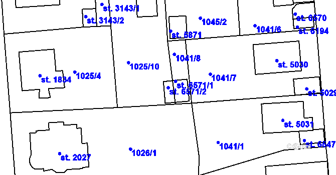 Parcela st. 6571/2 v KÚ Jablonec nad Nisou, Katastrální mapa