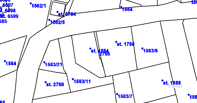 Parcela st. 2796 v KÚ Jablonec nad Nisou, Katastrální mapa