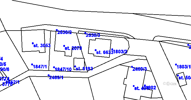 Parcela st. 6633 v KÚ Jablonec nad Nisou, Katastrální mapa