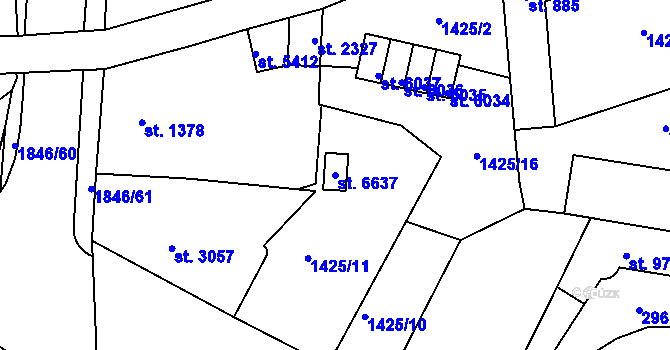 Parcela st. 6637 v KÚ Jablonec nad Nisou, Katastrální mapa