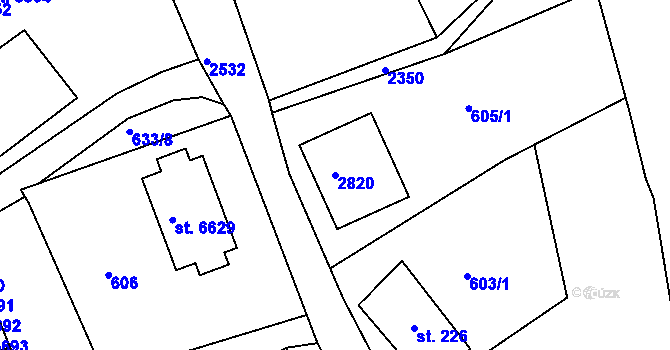Parcela st. 2820 v KÚ Jablonec nad Nisou, Katastrální mapa
