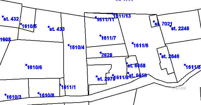 Parcela st. 2828 v KÚ Jablonec nad Nisou, Katastrální mapa