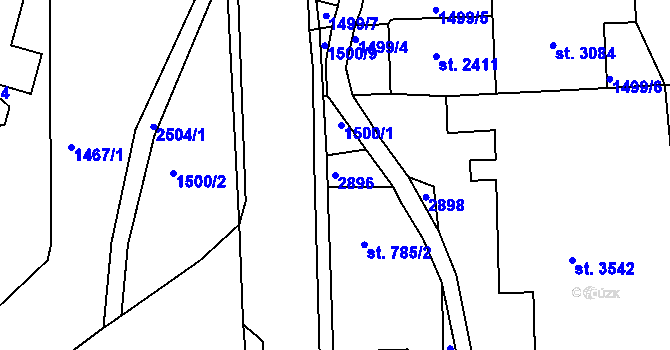 Parcela st. 2896 v KÚ Jablonec nad Nisou, Katastrální mapa