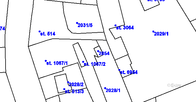 Parcela st. 2854 v KÚ Jablonec nad Nisou, Katastrální mapa