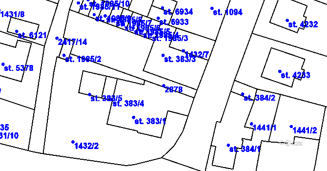 Parcela st. 2878 v KÚ Jablonec nad Nisou, Katastrální mapa