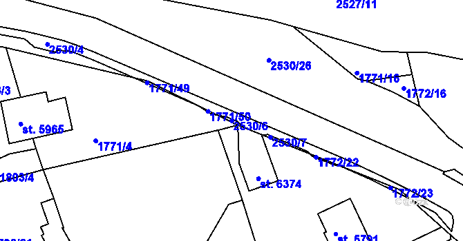 Parcela st. 2530/6 v KÚ Jablonec nad Nisou, Katastrální mapa