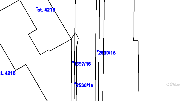 Parcela st. 2530/15 v KÚ Jablonec nad Nisou, Katastrální mapa