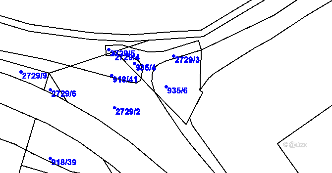 Parcela st. 935/6 v KÚ Jablonec nad Nisou, Katastrální mapa