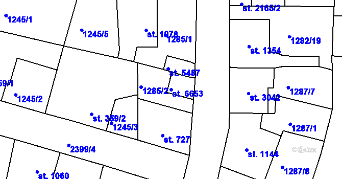 Parcela st. 6653 v KÚ Jablonec nad Nisou, Katastrální mapa